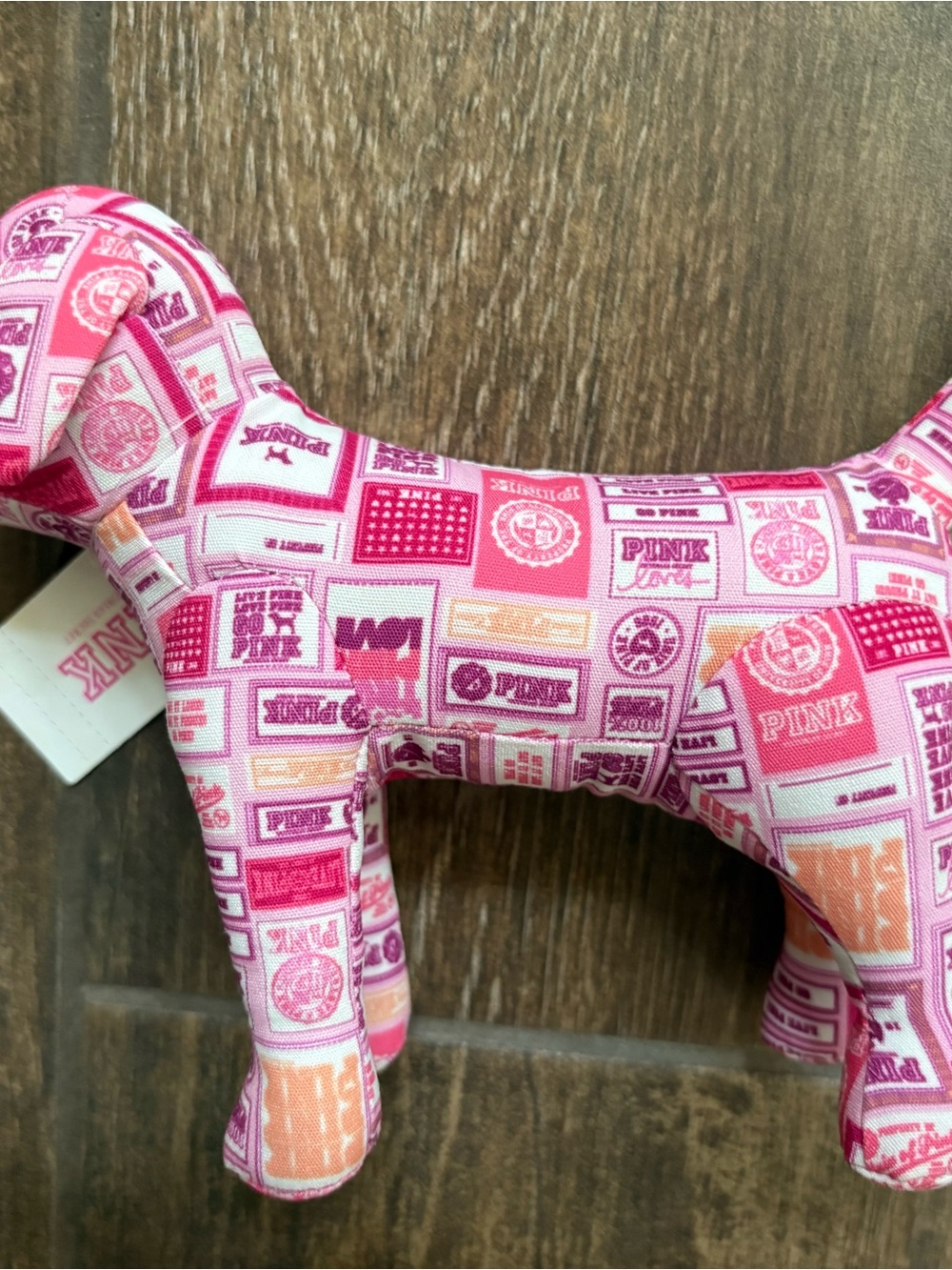 PINK Victoria's Secret Pink Patchwork Logo Dog Plush